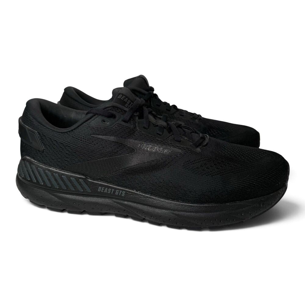Brooks Beast GTS 23 Shoes Mens 12.5 Triple Black Running Cushioned Sneakers